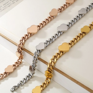 Bracciali minimalisti con ciondolo a cuore in oro, argento e oro rosa acciaio inox