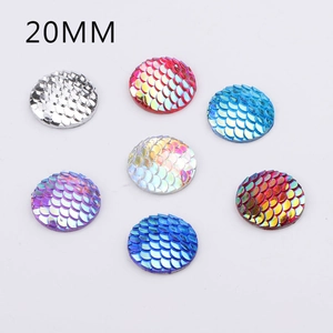 Round Mermaid Fish Scale Resin Cabochons Iridescent AB Color Flatback DIY Jewelry Making Craft Supplies Findings