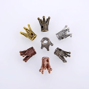 3D vintage crown alloy beads in gold, silver, and bronze finishes for DIY jewelry