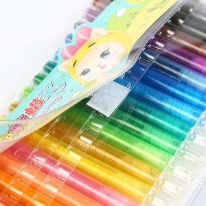 Close-up of twistable crayons showing the rotating core and transparent plastic shells