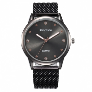 Montre À Quartz Pour Femme Boîtier En Alliage Bracelet En Maille Métallique Index En Strass Minimaliste Décontractée