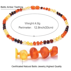 Authentic Baltic Amber teething necklace for babies, 33cm length with mixed color beads
