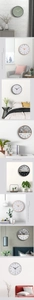 Detail view of the slim metal frame and modern silent movement of the 12-inch wall clock