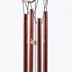 Artistic butterfly wind chime with bronze aluminum tubes and glass painting for home decor