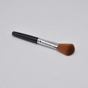 Professional fluffy blush and powder brush with black handle and silver metal ferrule
