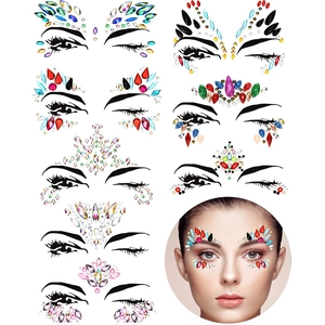 Detailed collection of assorted sparkling rhinestone face jewelry and crystal gem stickers