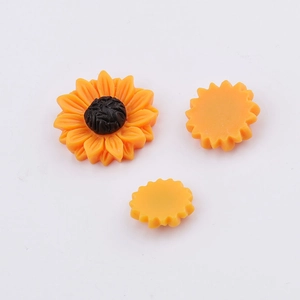 Three-piece set of yellow resin sunflower accessories for DIY hair jewelry craft projects