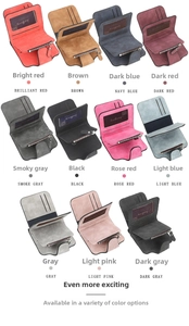 Portafogli corti in pelle opaca in 11 colori con fessure per carte e monete