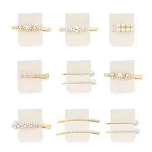 Elegant Artificial Pearl Hair Clips For Women Girls Zinc Alloy Gold Metal Rhinestone Barrette Korean Ins Style Hairpins