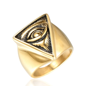 Eye Of Providence Ring Titanium Steel Triangle All Seeing Eye Vintage Punk Gothic Hip Hop Mysterious Jewelry Gift For Men