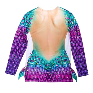 Long-sleeve mermaid scale print t-shirt with seashell and 3D fin details