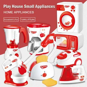 Kids Pretend Play Kitchen Simulation Home Appliance Toys Plastic Red White Educational Role Play Girls Boys