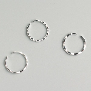 Minimalist S925 sterling silver open ring set with wavy baroque style textures
