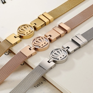 Bracelets couronne en maille milanaise or, or rose et argent pour femmes