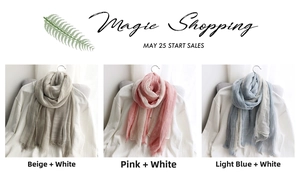 Three color variants of lightweight cotton linen scarves featuring fine fringe edges
