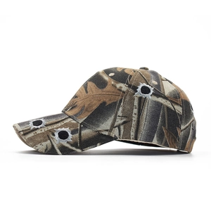 Tactical jungle camo baseball cap with unique embroidered bullet hole details