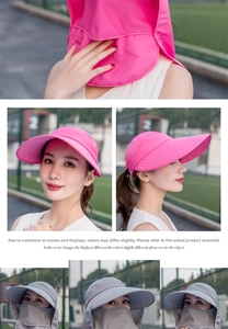 Dettaglio della maschera facciale rimovibile e del coprinuca per cappello solare