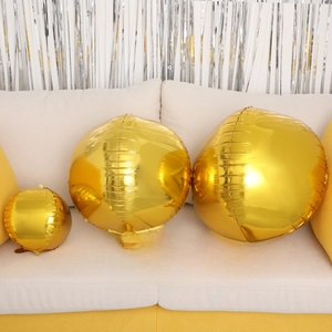 Three sizes of metallic gold 4D round aluminum foil balloons for party decoration