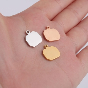 Titanium steel octagonal pendant set in silver rose gold and gold finishes