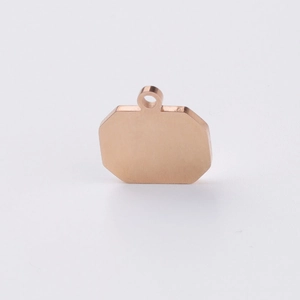Polished rose gold octagonal pendant charm with a smooth metallic finish for jewelry making