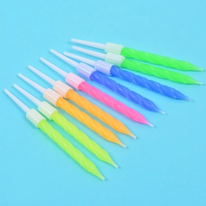 Colorful spiral birthday candles with holders for cake decoration in vivid multi-color set