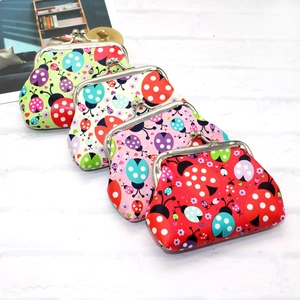 Cute ladybug cartoon mini coin purses with vintage metal kiss-lock closure for kids