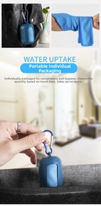 Quick-dry microfiber cooling towel in a silicone case with carabiner for outdoor hiking