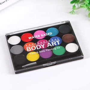 Water-based 15-color face and body painting kit with palette and professional brush