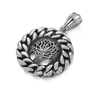 Pendentif vintage en acier titane pour hommes avec motif évidé de l'Arbre de Vie