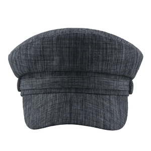 Classic dark grey textured newsboy cap for men and women featuring a retro flat top design
