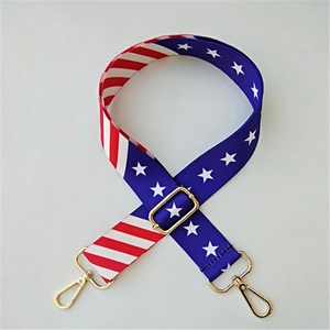 Adjustable wide replacement shoulder strap with American flag stars and stripes pattern