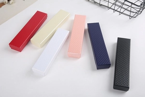 Top view of rectangular jewelry boxes with diamond patterns in six vibrant colors