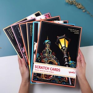 Creative DIY scratch card featuring Saint Basil's Cathedral city night landscape art