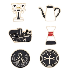 Broche en Émail Série Café Rétro Tasse à Café Pot Manche de Machine Pin's en Métal Amusant pour Bijoux Accessoires