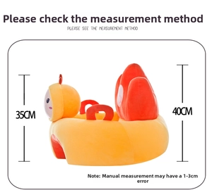 Detailed size chart showing 40cm backrest height for baby plush seating support chair
