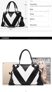 Size diagram and capacity comparison with iPad for this large PU leather tote bag
