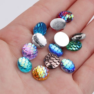 10mm colorful round resin fish scale cabochons for DIY jewelry making flatback accessories