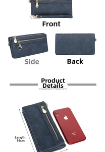 Detail view of the 19cm vintage long wallet showing multiple angles and size comparison
