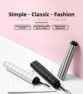 Detail of folding umbrellas featuring geometric patterns and high-density waterproof fabric