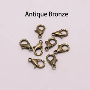 Macro detail of antique bronze lobster clasps for DIY jewelry and necklace making
