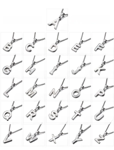 Détail de 26 pendentifs lettres anglaises en acier titane argenté avec émail blanc