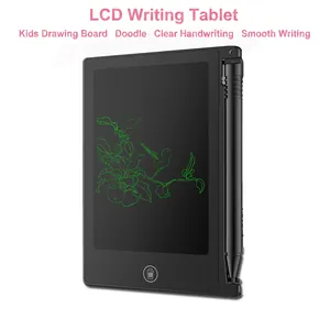 Mini 4.4 inch LCD writing tablet with black stylus featuring green flower and bird drawings