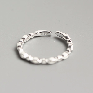 Minimalist S925 sterling silver open ring in baroque hollow design for women