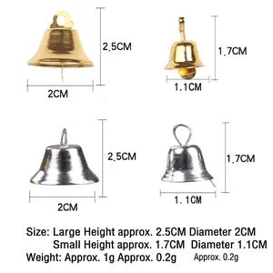 Gold and silver Christmas bell ornaments set in two sizes for DIY crafts and decor