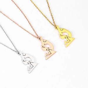 Creative microscope pendant necklace set in silver, rose gold, and 18K gold plated steel