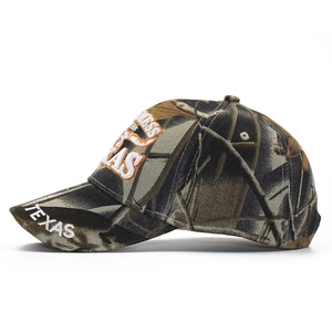 Cappellino da baseball mimetico jungle con ricamo Texas e motivo a foglie reali