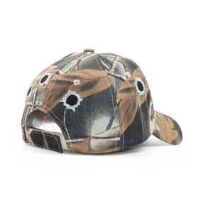 Jungle camouflage baseball cap with bullet hole embroidery and adjustable strap back