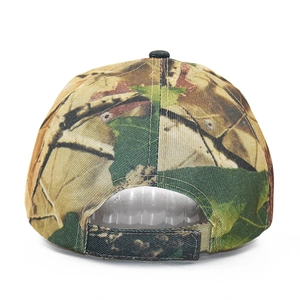 Classic jungle camouflage baseball cap featuring an adjustable velcro strap closure