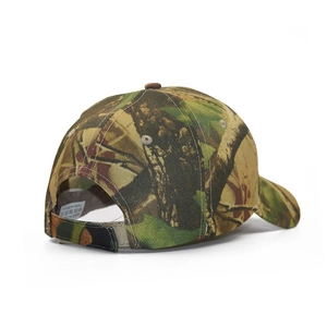 Realistic forest camouflage baseball cap with adjustable strap and curved brim