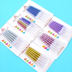 Colorful spiral birthday candles with metallic finish for party cake decorations